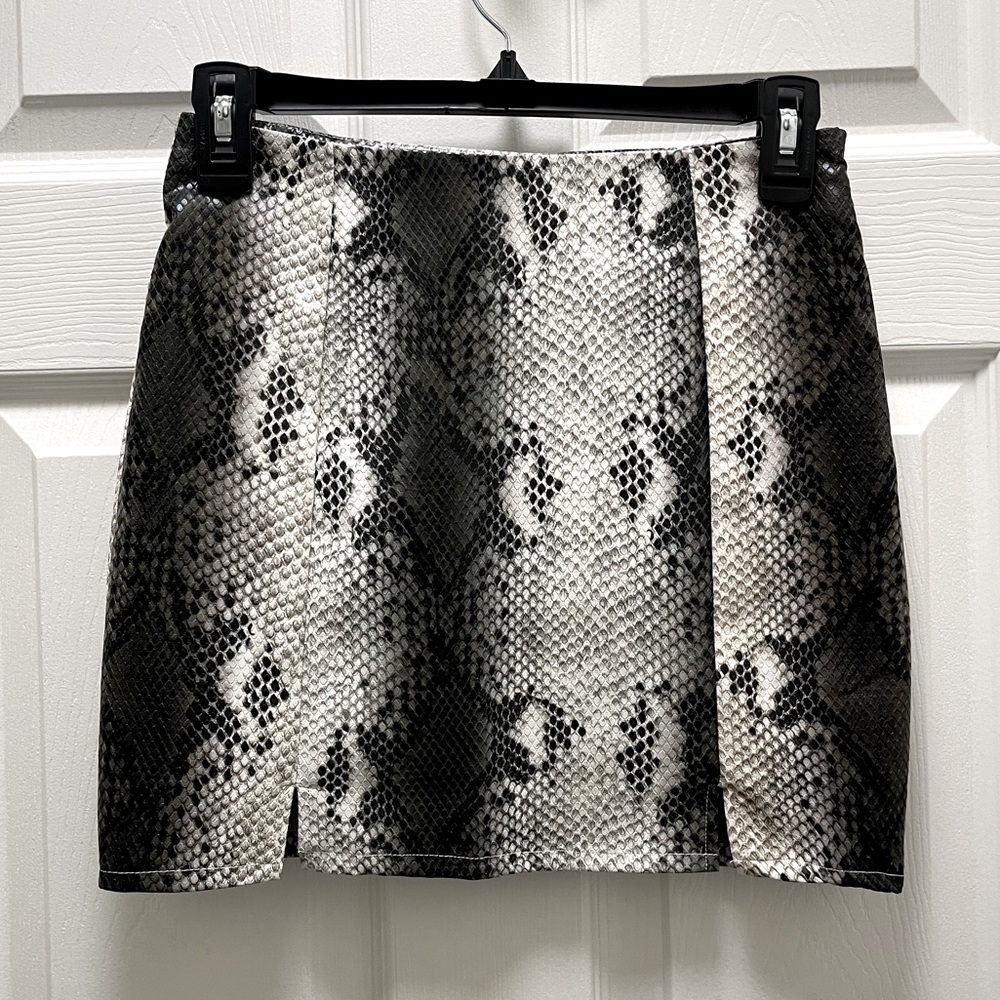 Salty Snakeskin Faux Leather Mini Skirt
